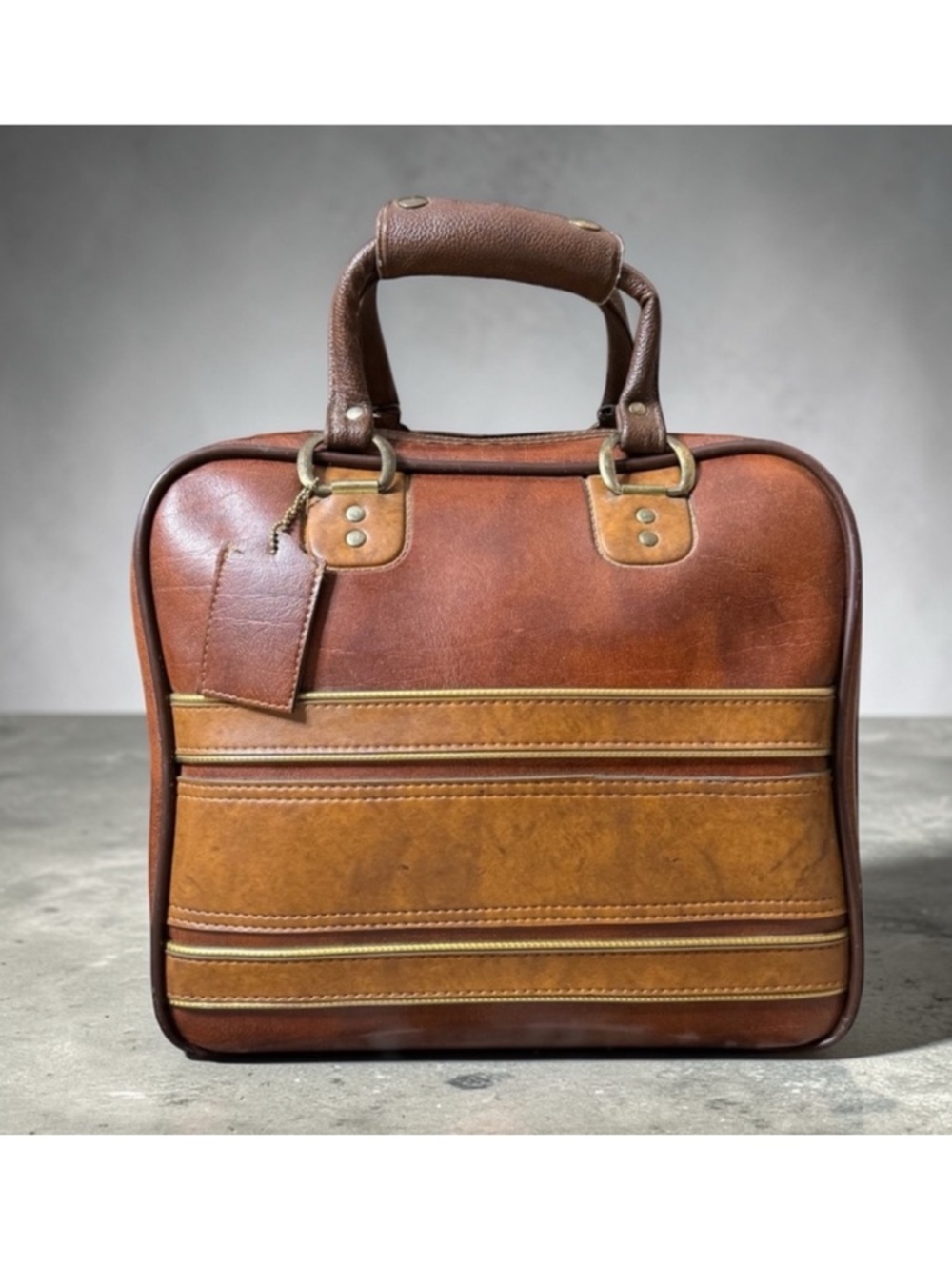 Scovill Vintage Bowling Bag Purse Handbag Carry-On Retro MCM Brown